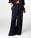 Nora Drawstring Satin Pants | Navy