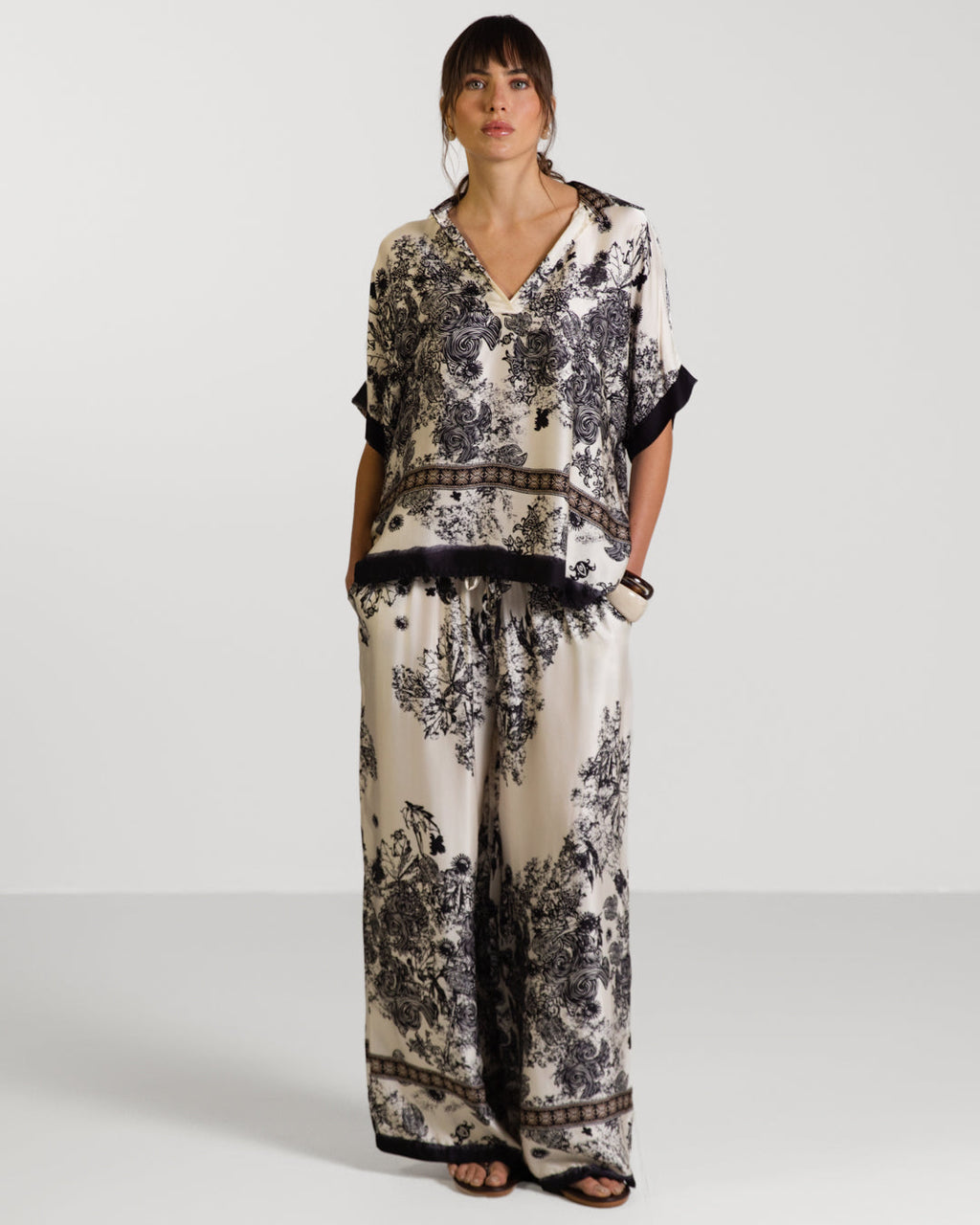 Ottilie Elastic Waist Silk Trousers | Black