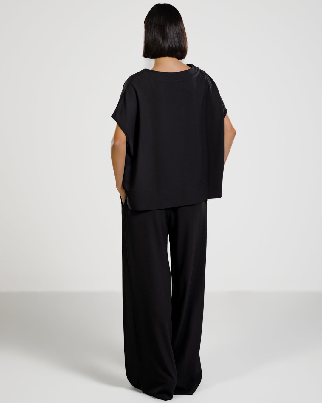 Gabriella Pleated Elastic Waist Trousers | Black