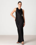 Sabrina Sleeveless Satin Maxi Dress | Black