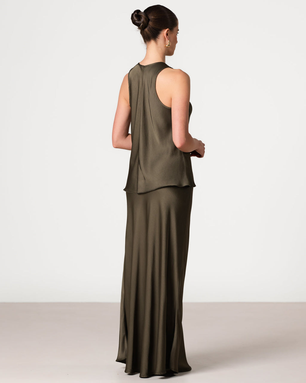 Lexi Satin Maxi Skirt | Khaki