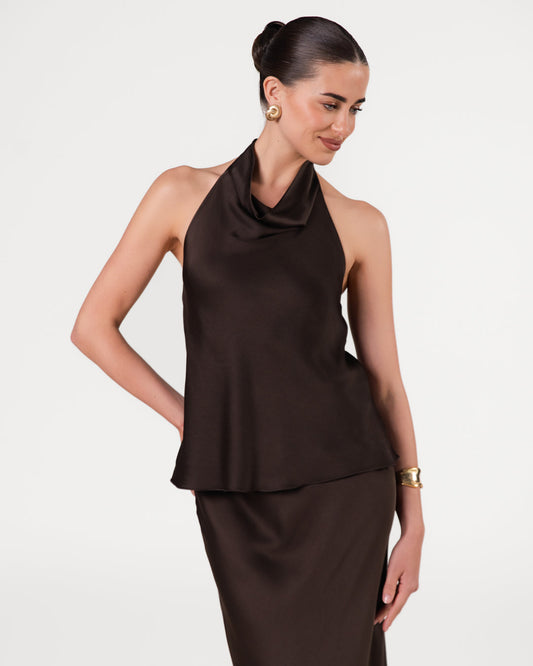 Carmen Backless Halterneck Top | Cocoa Soleil