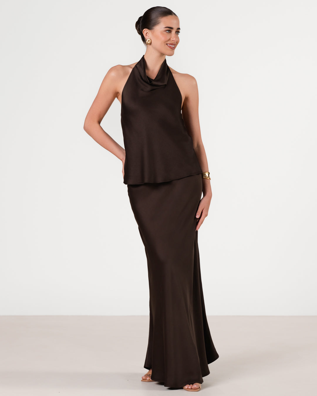 Lexi Satin Maxi Skirt | Cocoa Soleil