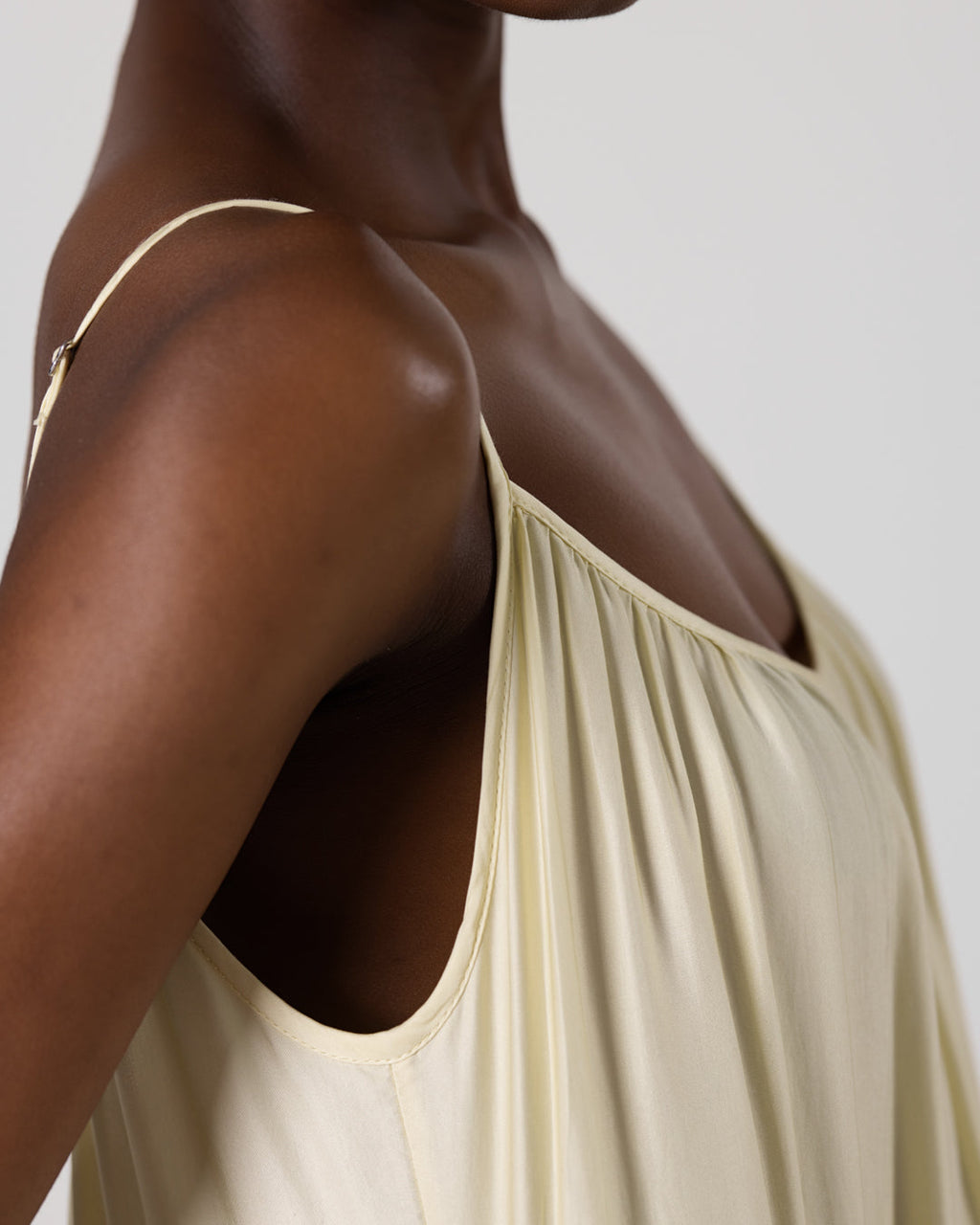 Noelle Strappy Tiered Satin Maxi Dress | Butter Yellow