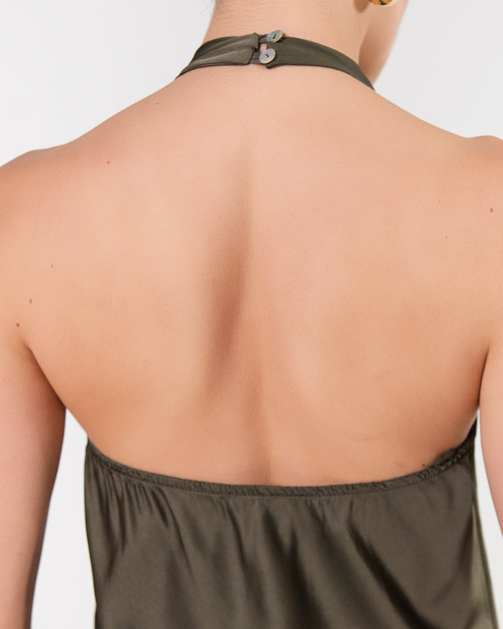 Carmen Backless Halterneck Top | Khaki