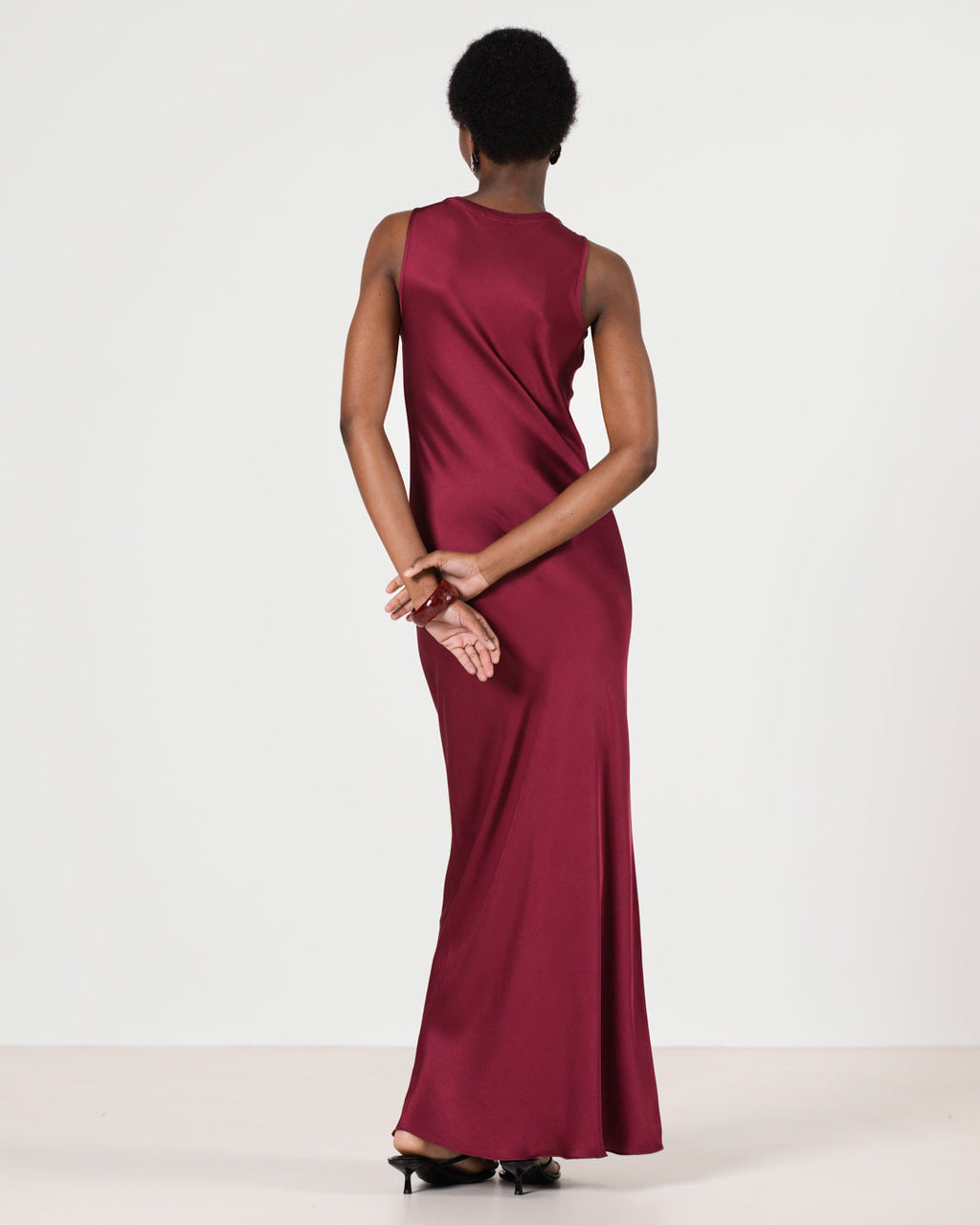Sabrina Sleeveless Satin Maxi Dress | Dark Cherry
