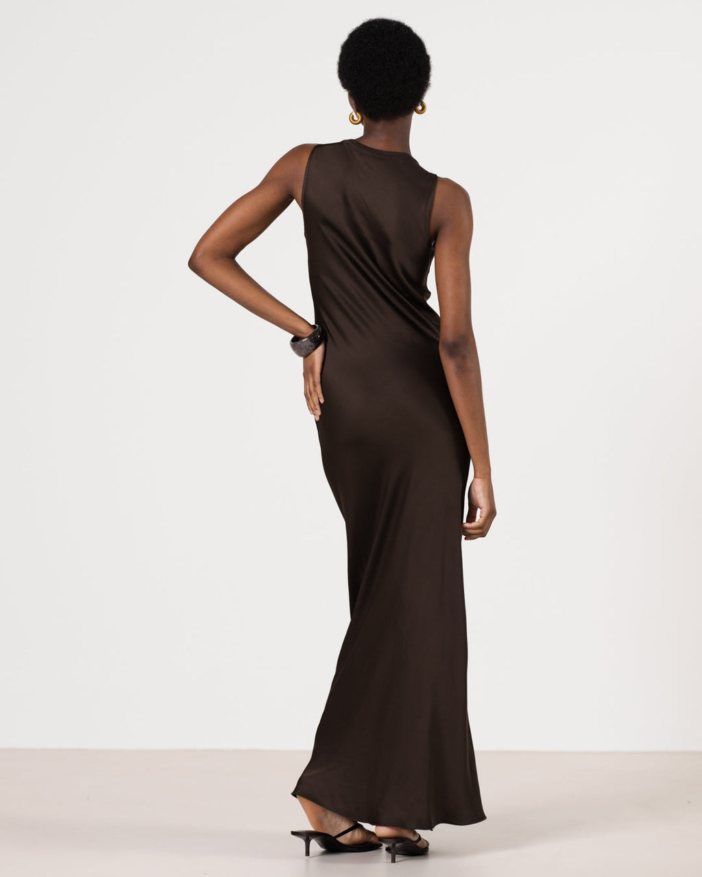 Sabrina Sleeveless Satin Maxi Dress | Cocoa Soleil
