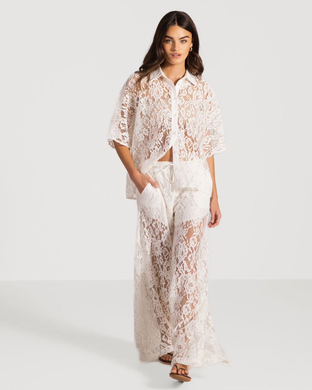 Roxie Lace Trousers | White