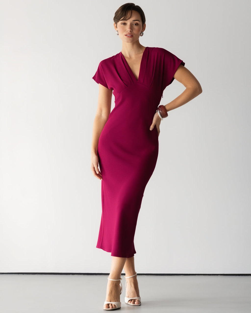 Juliette V Neck Dress | Burgundy