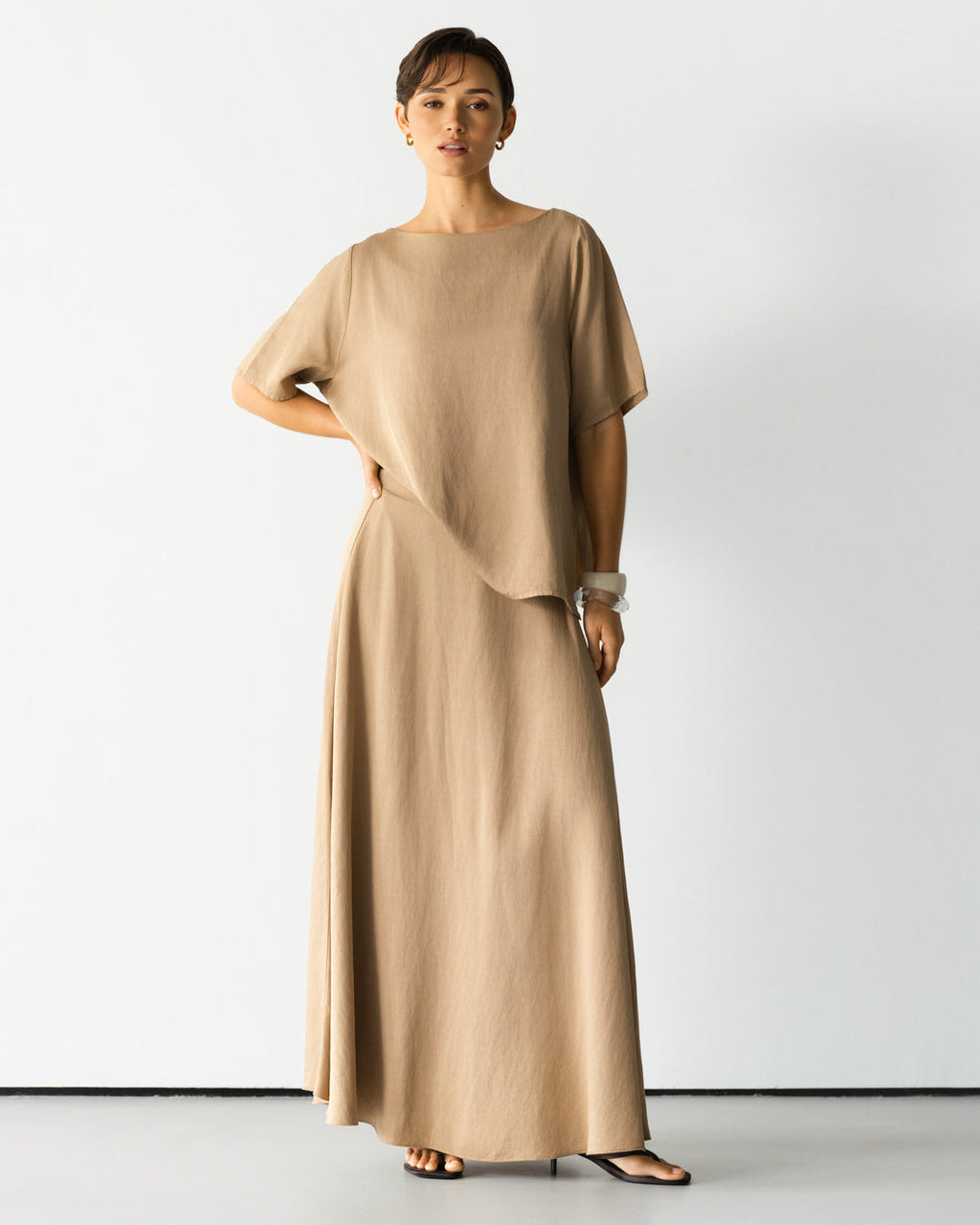 Willa Elastic Waist Skirt | Beige