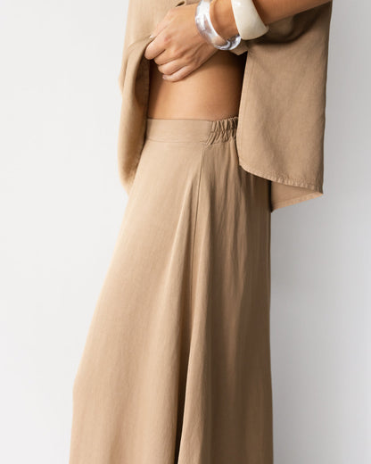 Willa Elastic Waist Skirt | Beige