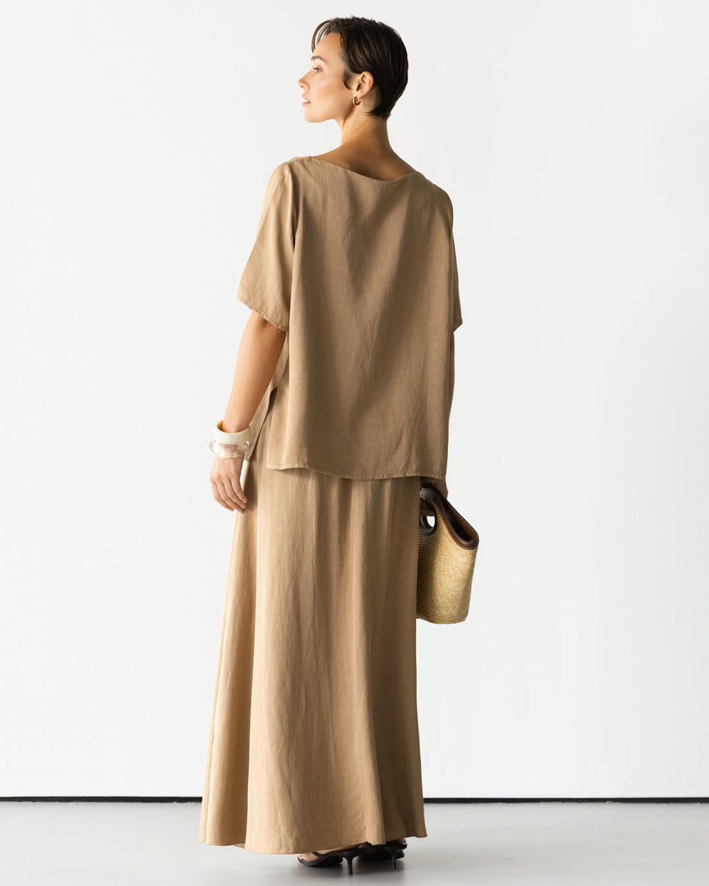 Willa Elastic Waist Skirt | Beige