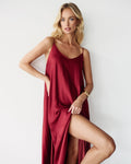 Nyra Slip Satin Maxi Dress | Deep Red