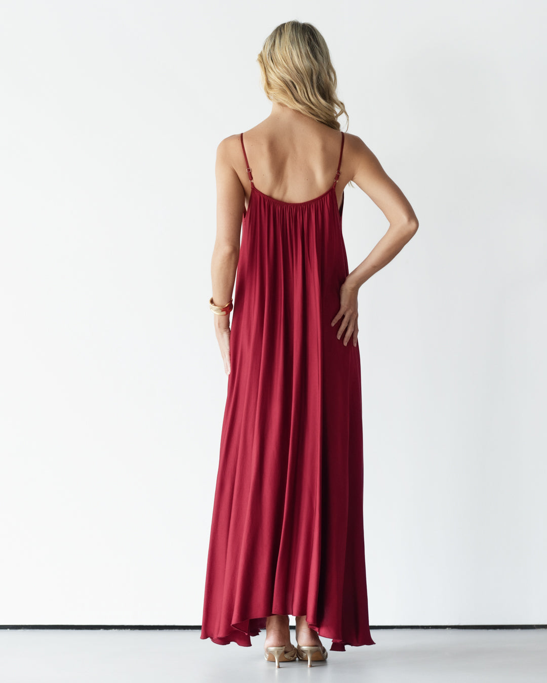 Nyra Slip Satin Maxi Dress | Deep Red