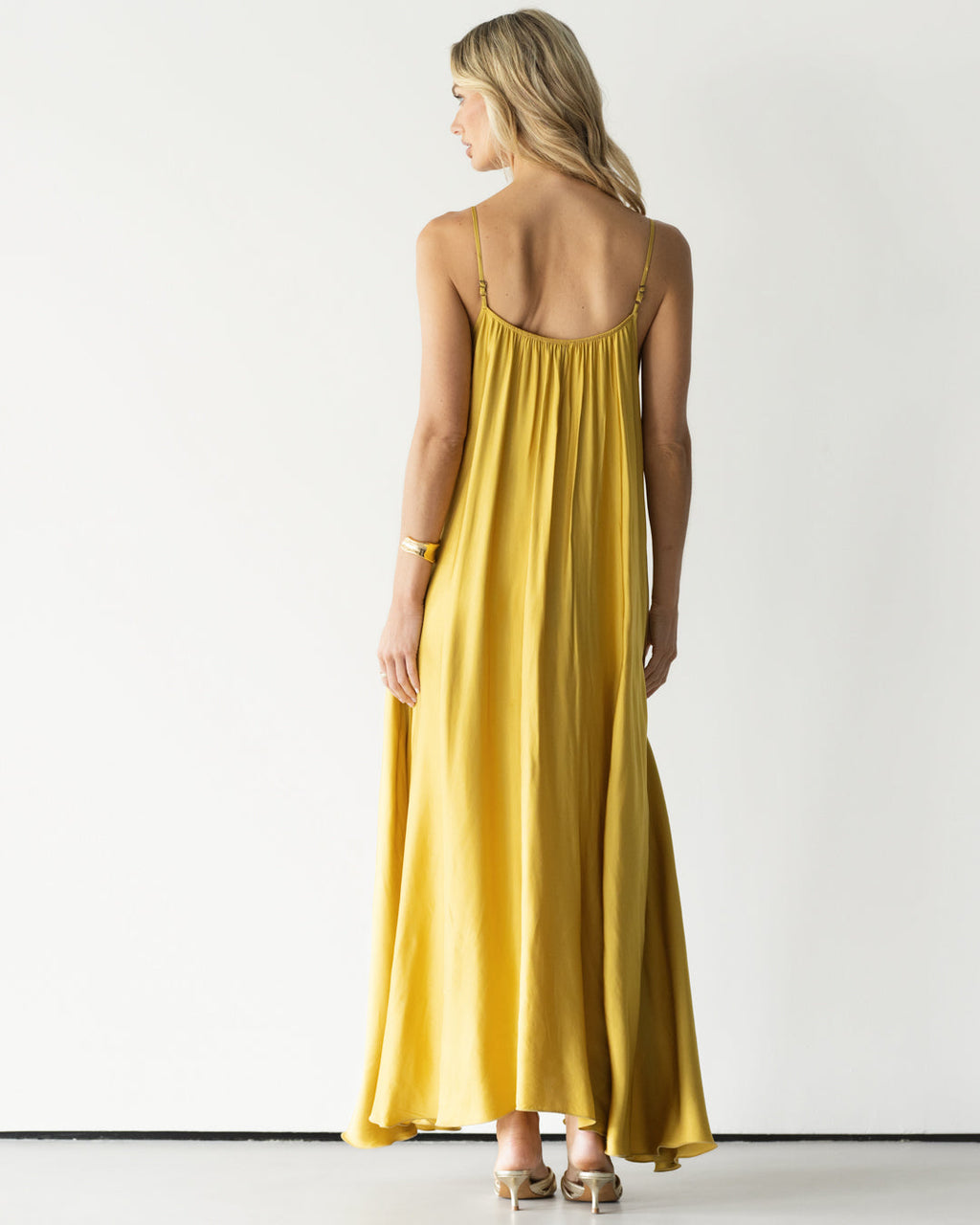 Nyra Slip Satin Maxi Dress | Sunshine Yellow