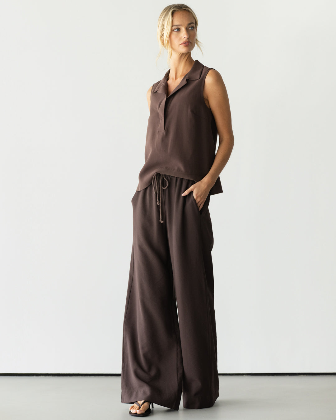 Sylvia Elastic Waist Trousers | Espresso Brown