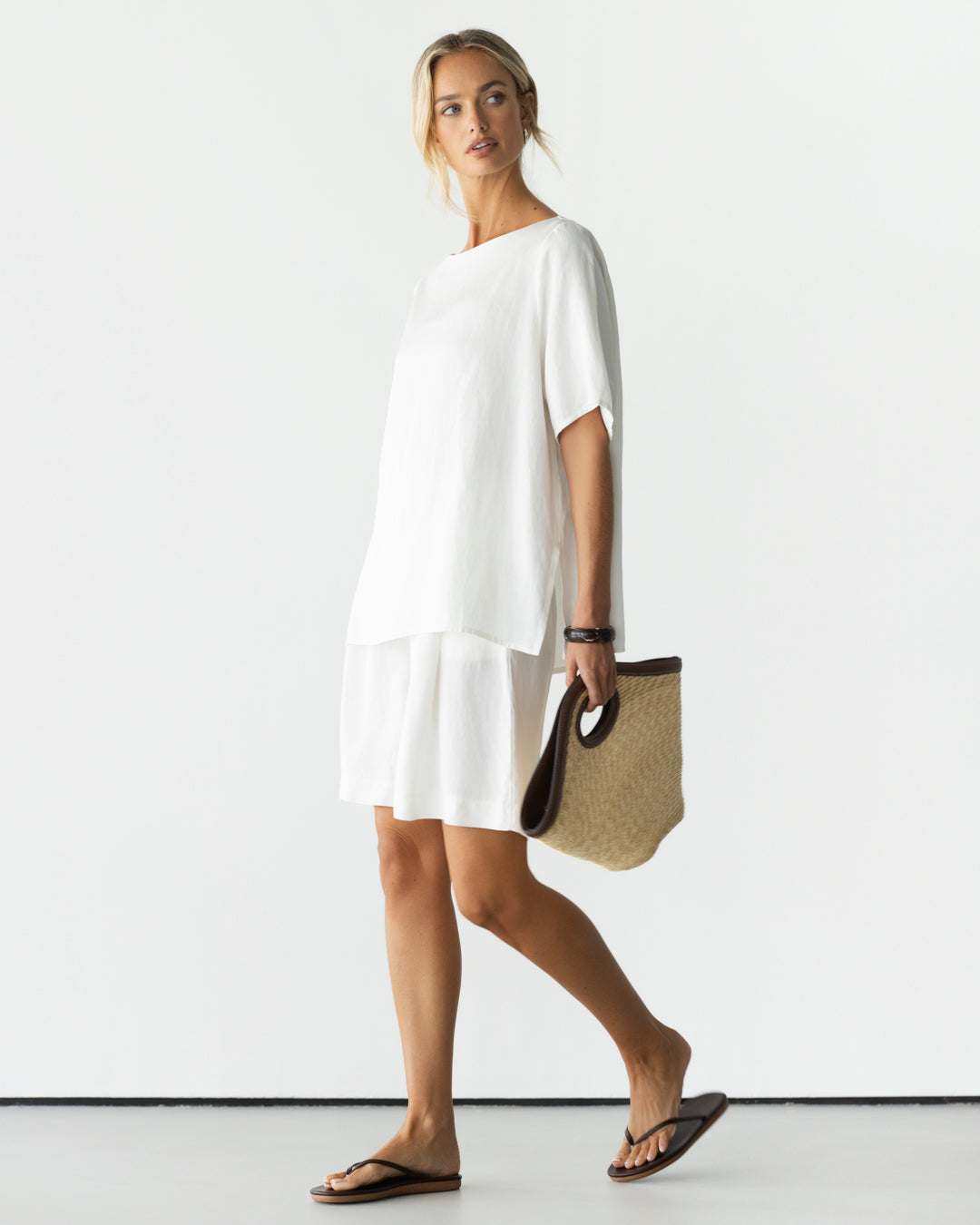 Penny Elastic Waist Shorts | White