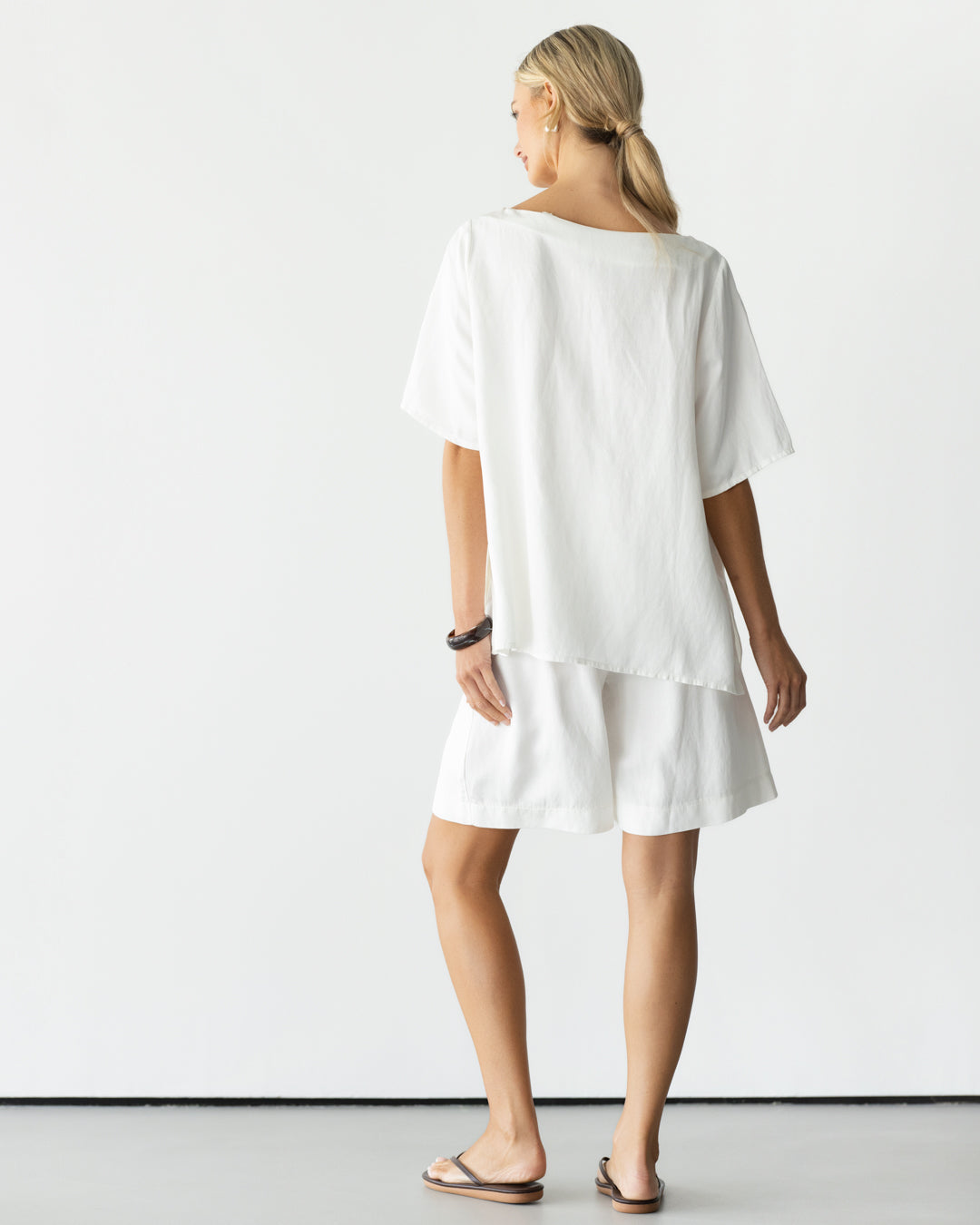 Penny Elastic Waist Shorts | White
