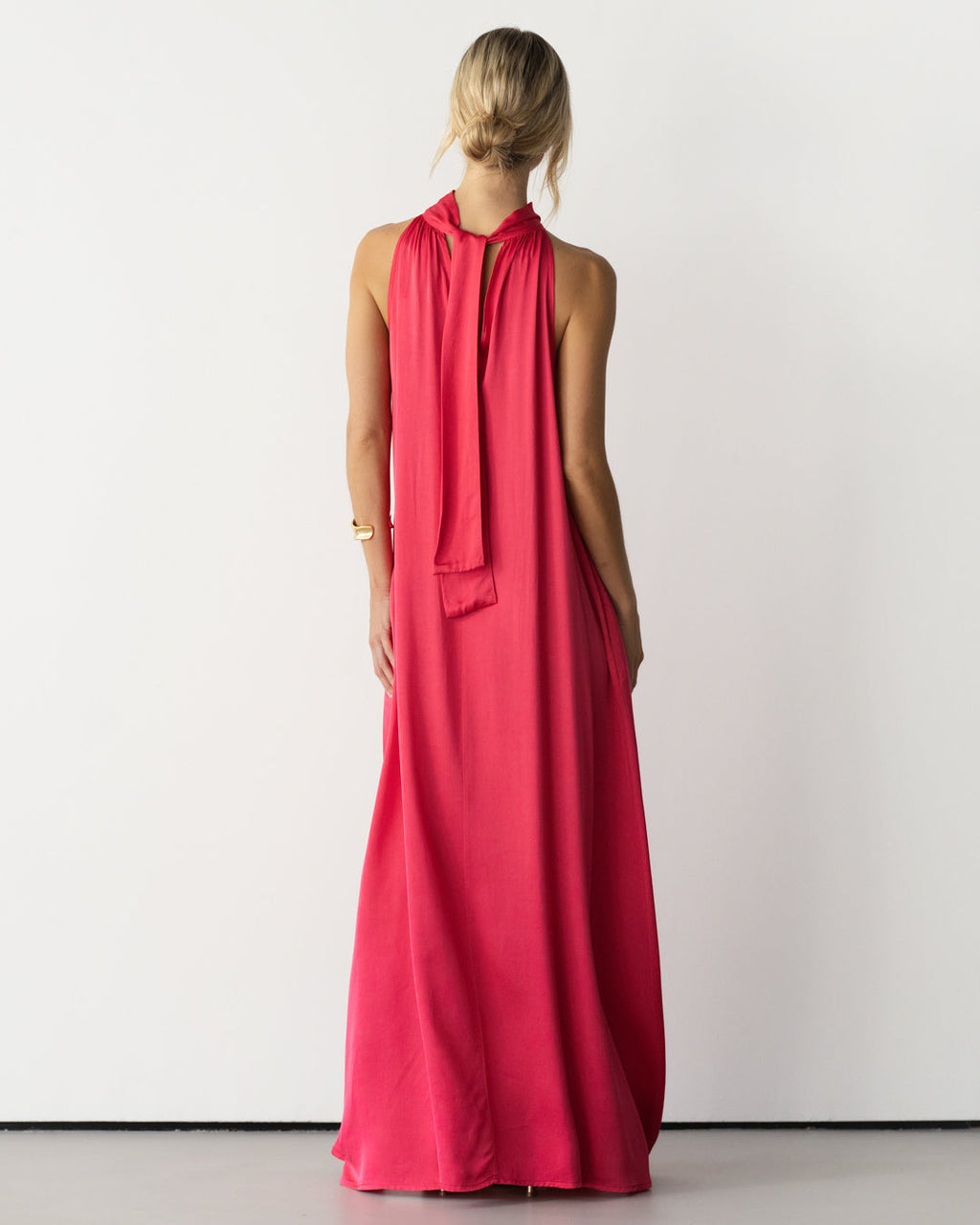 Ruby Halterneck Satin Dress | Raspberry