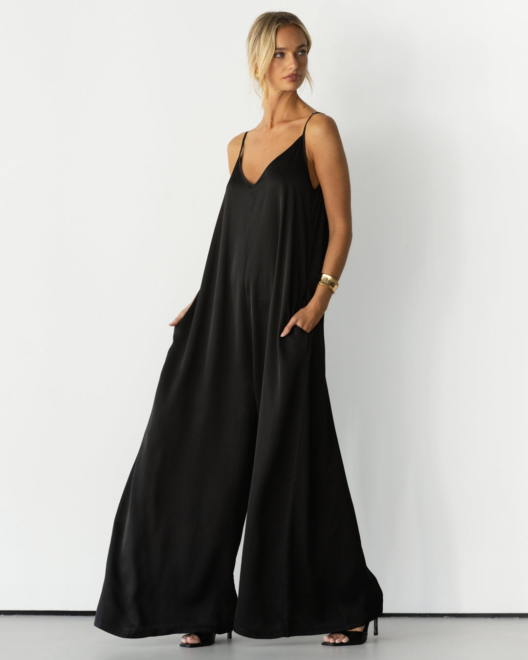 Audrey Satin Jumpsuit | Black