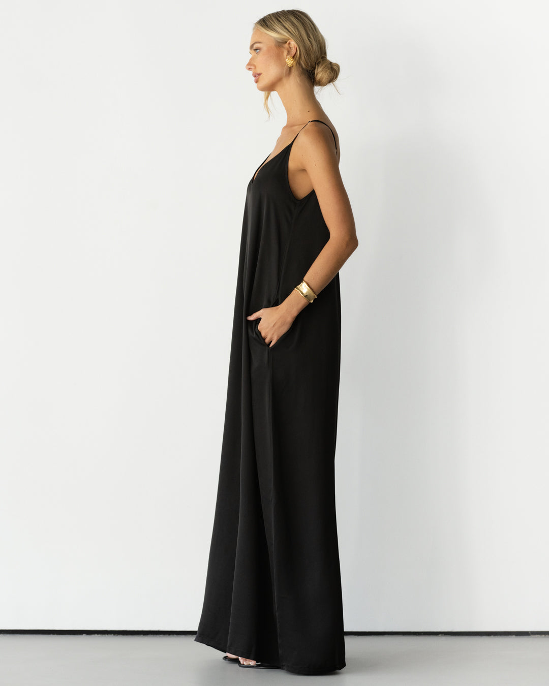 Audrey Satin Jumpsuit | Black
