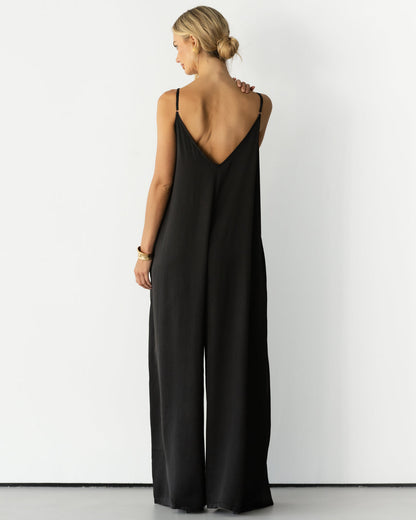 Audrey Satin Jumpsuit | Black