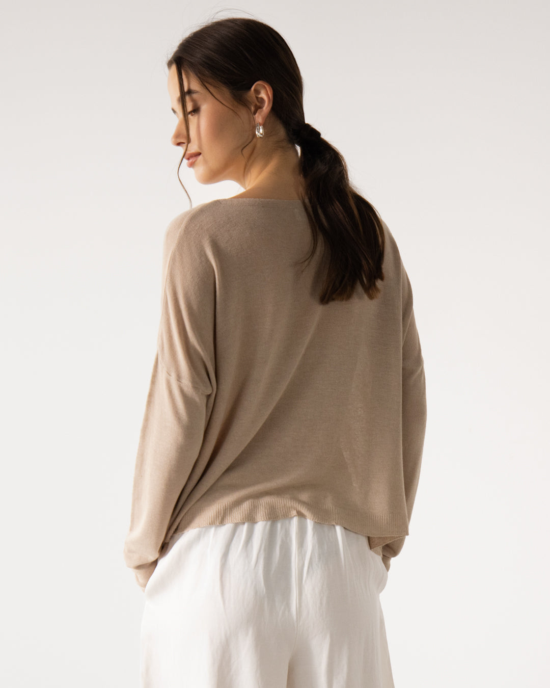 Amelie Lightweight Linen Top | Taupe