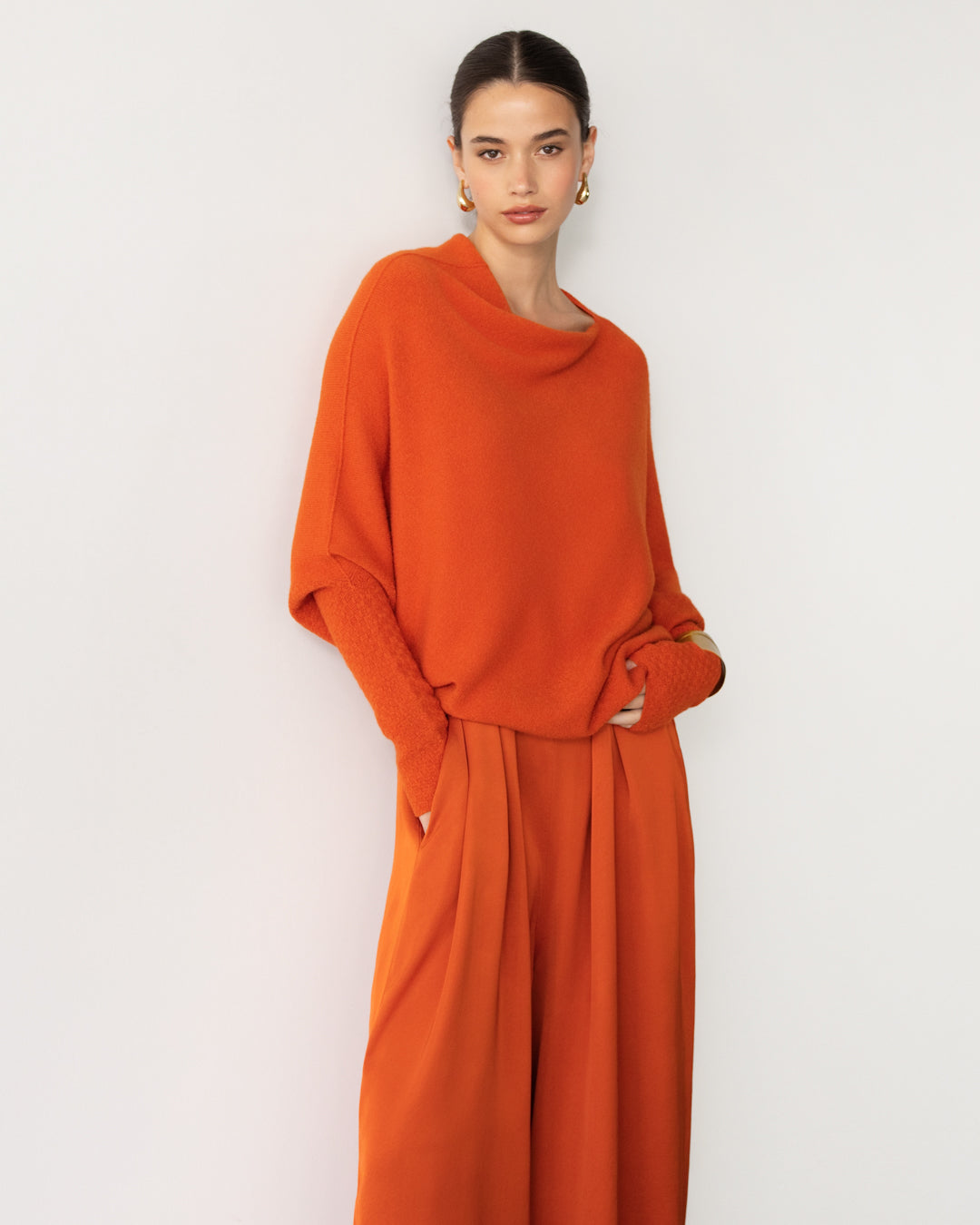 Asymmetric Draped | Burnt Orange | Seamless Knit