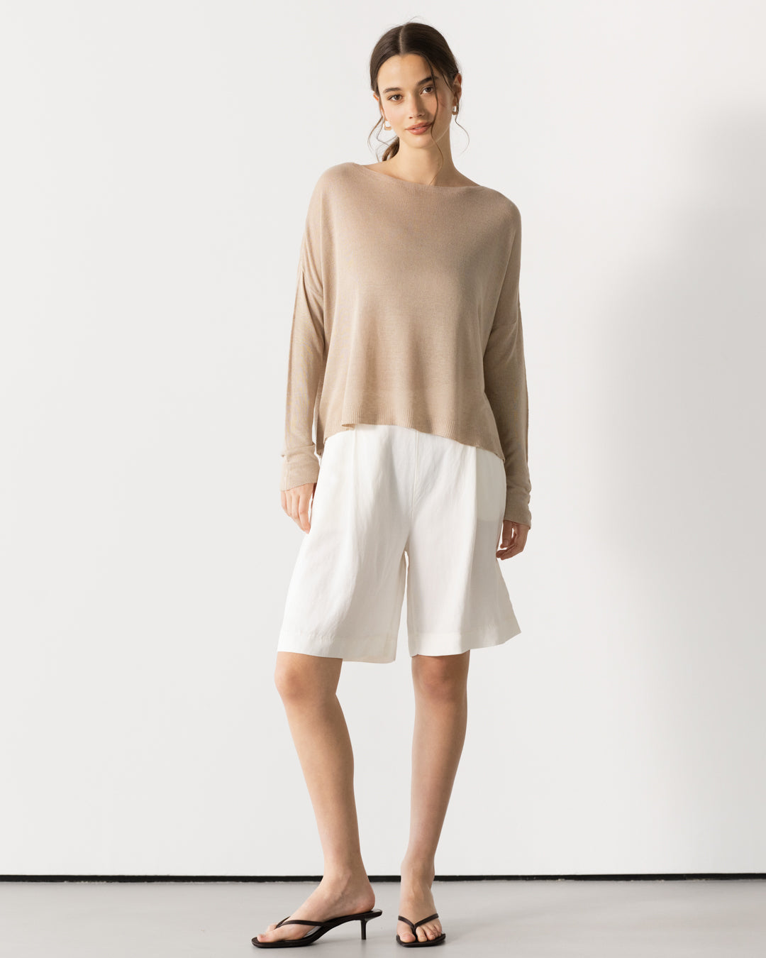 Amelie Lightweight Linen Top | Taupe