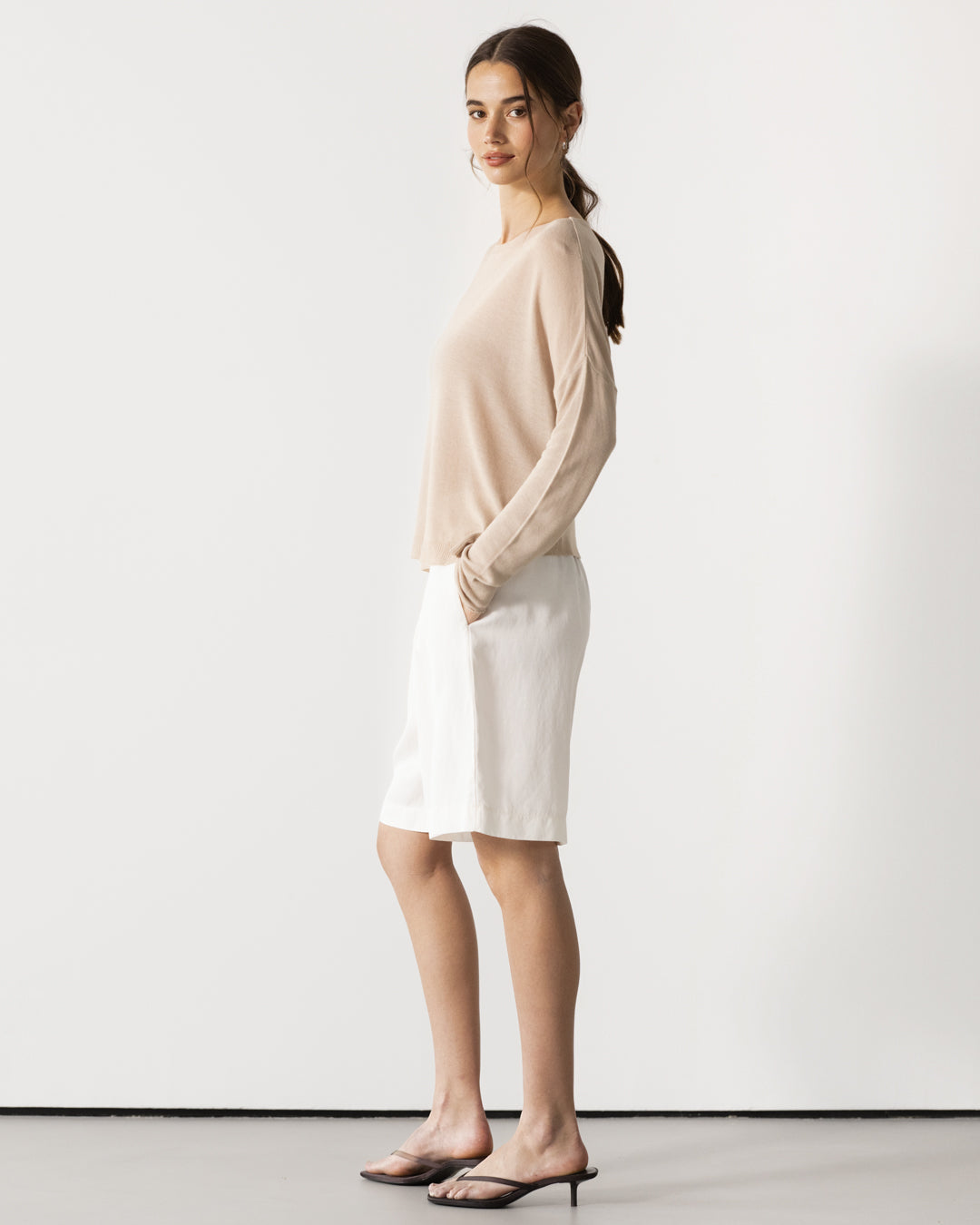 Amelie Lightweight Linen Top | Taupe