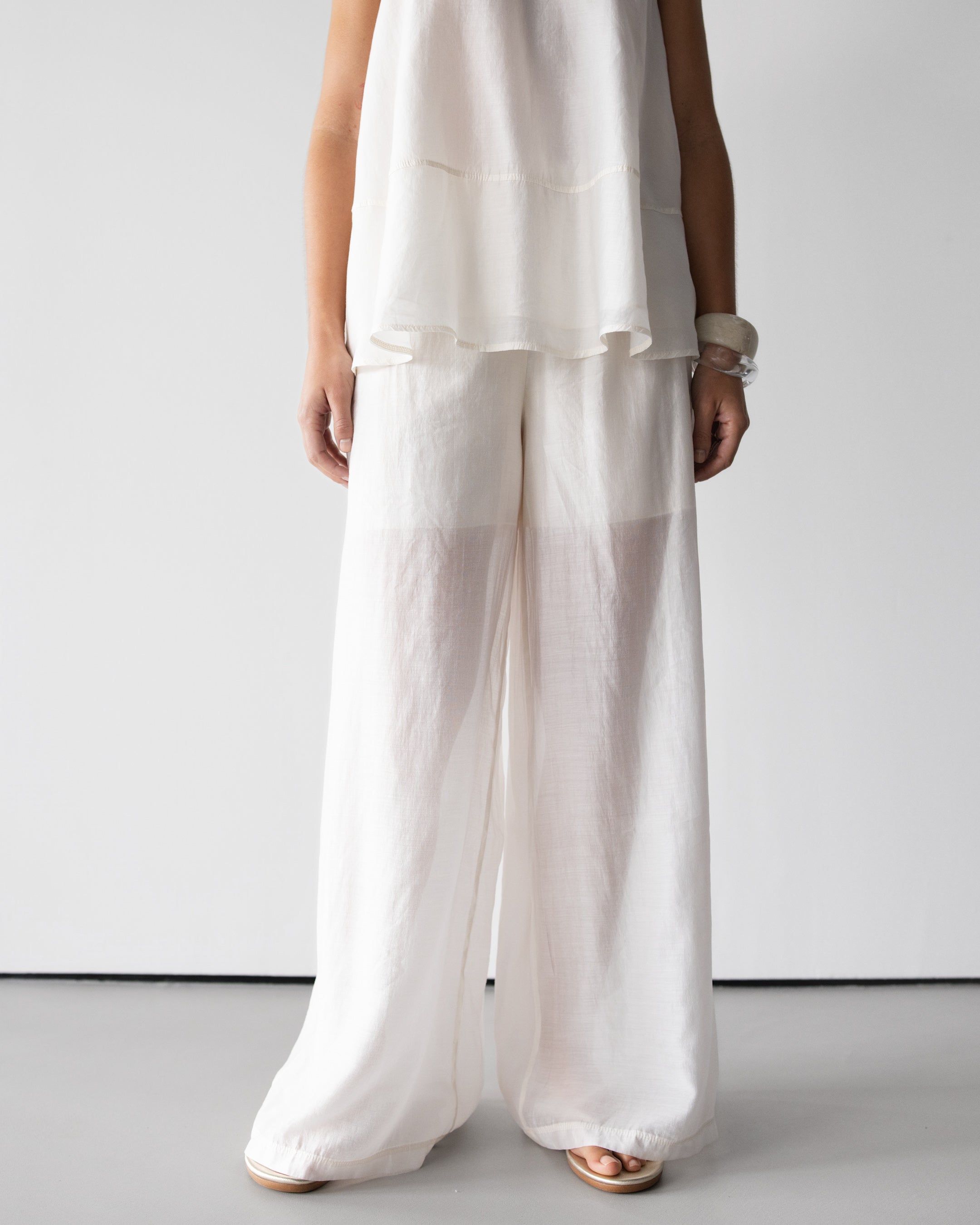 Clotilde Lightweight Elastic Waist Pants | Ivory