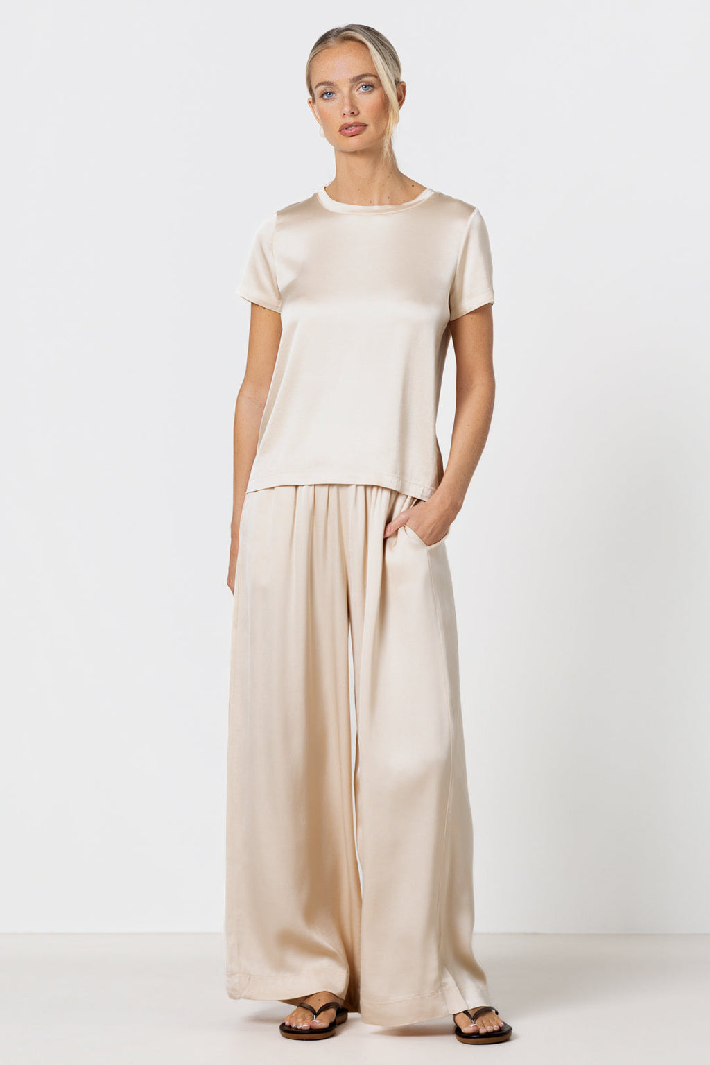 Matilda Satin T-Shirt | Cream