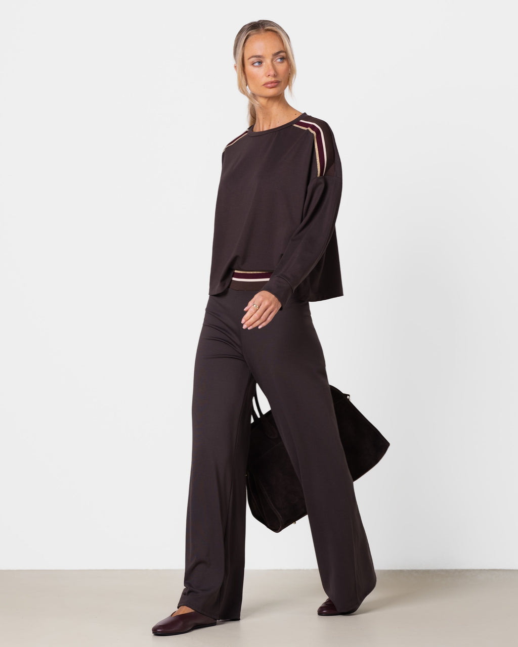 Yumi Elastic Waist Pants | Chocolate Brown