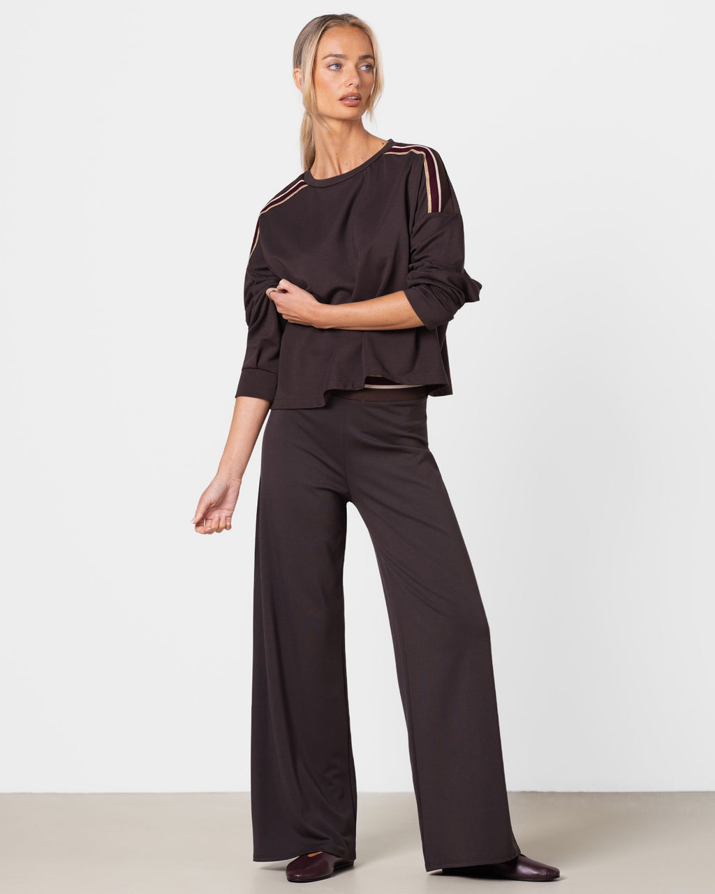 Yumi Striped Top | Chocolate Brown