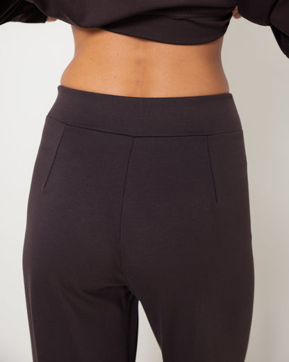 Yumi Elastic Waist Pants | Chocolate Brown