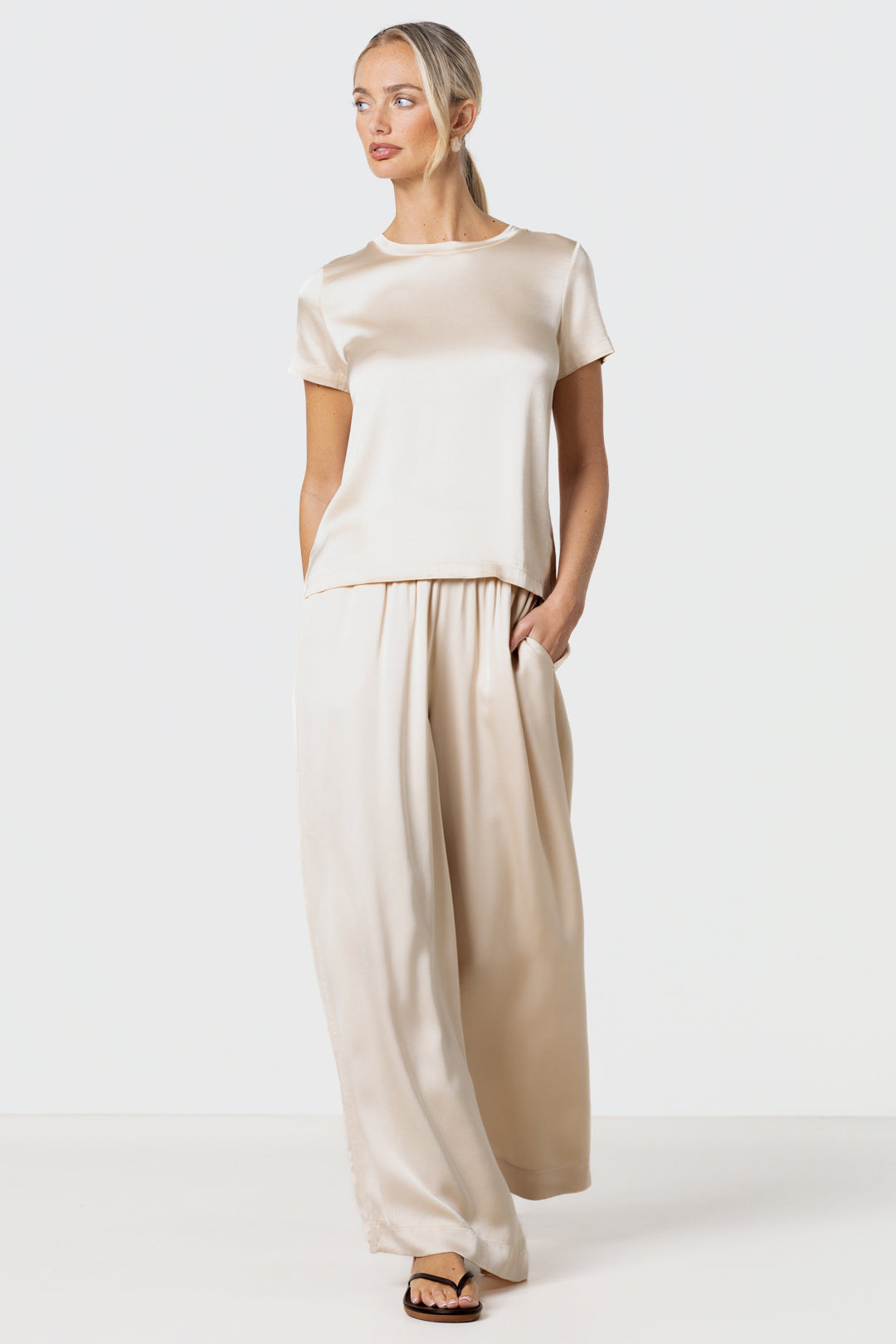 Matilda Satin T-Shirt | Cream