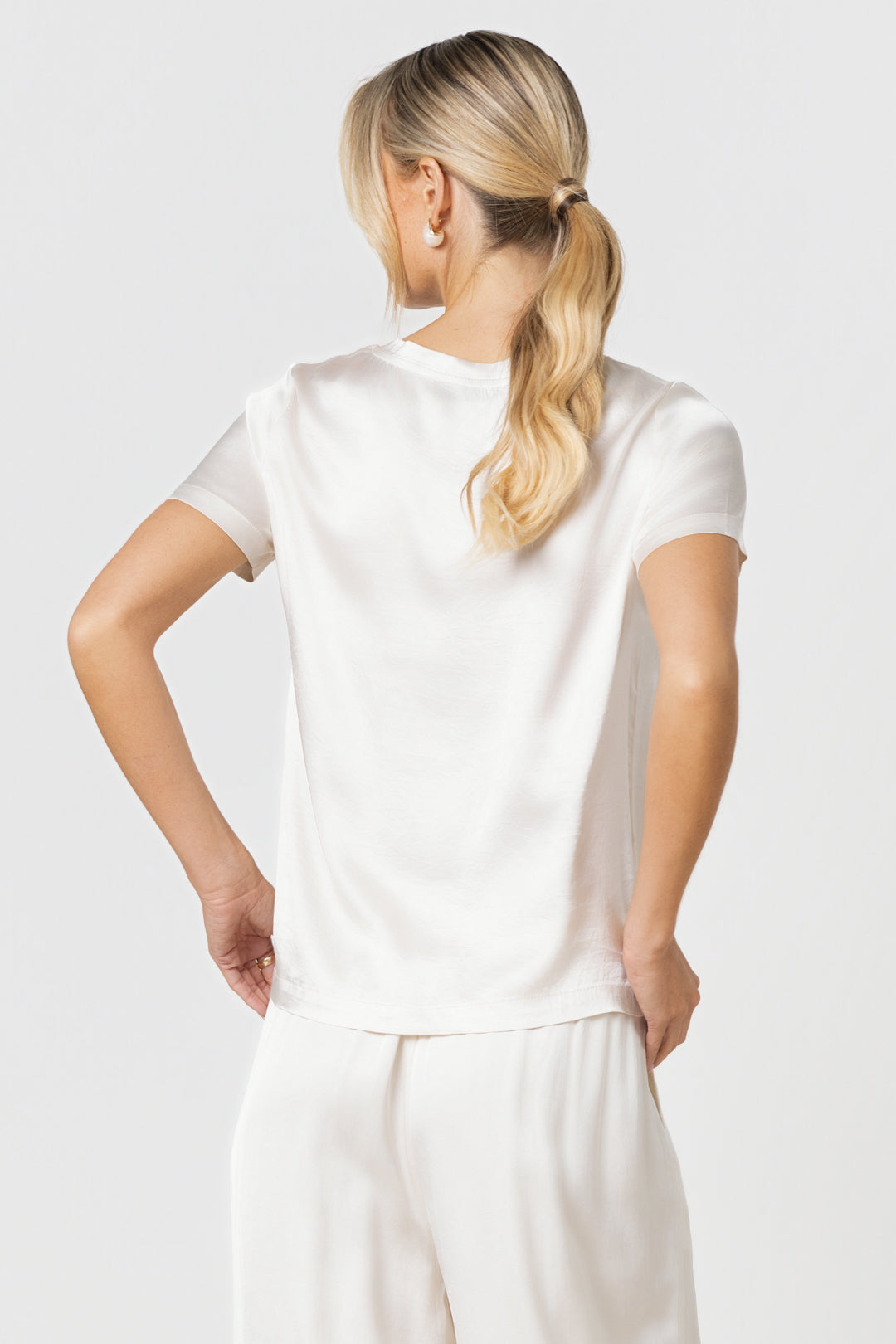 Matilda Satin T-Shirt | Ivory