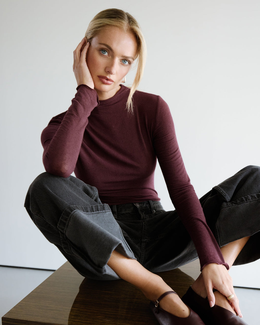 Lucia Featherweight High Neck Top | Amethyst Plum | Modal-Cashmere