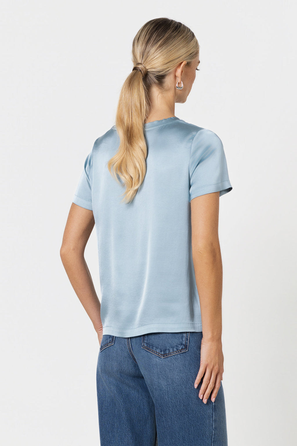 Matilda Satin T-Shirt | Arctic Blue