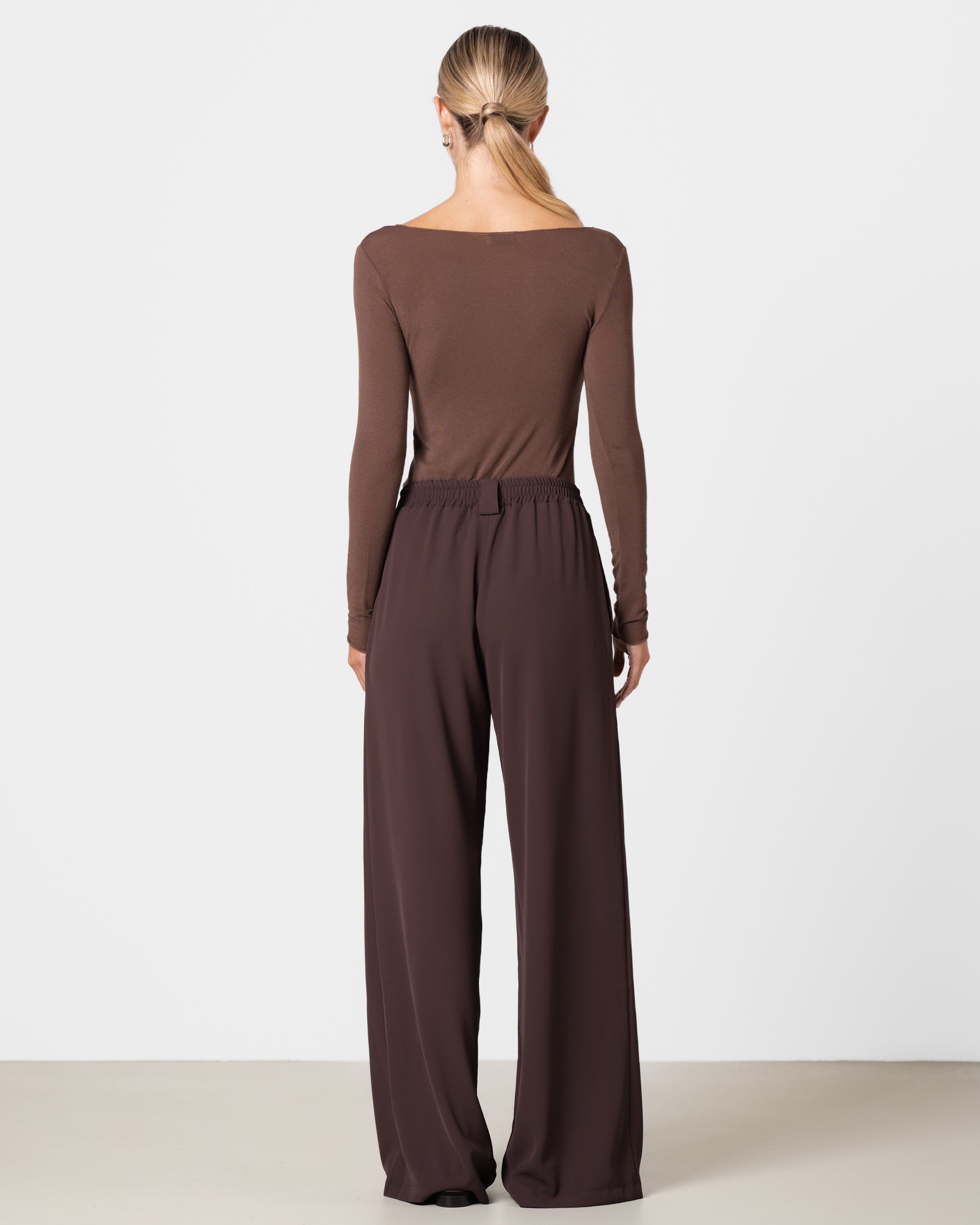 Mae Featherweight Boatneck Top | Brown | Modal-Cashmere