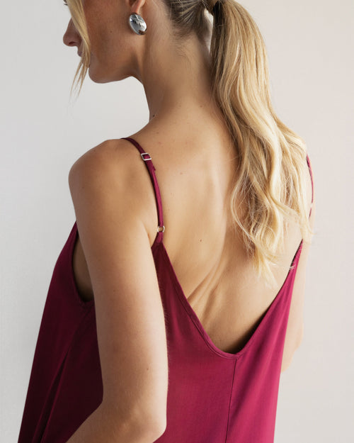 Audrey Satin Jumpsuit | Burgundy