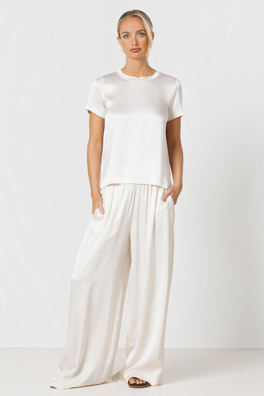 Matilda Satin T-Shirt | Ivory