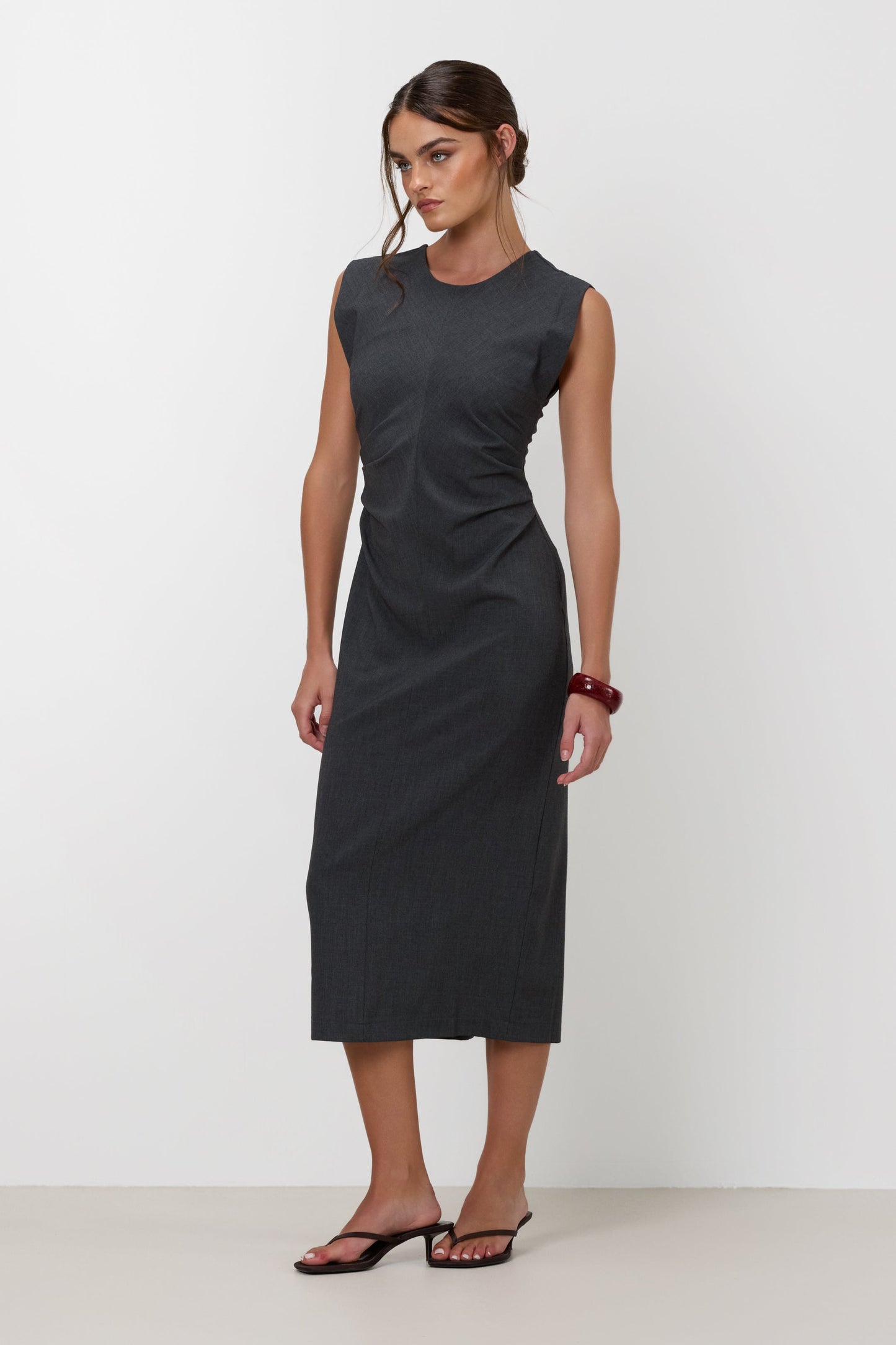 Wilde Ruched Dress | Dark Grey Melange