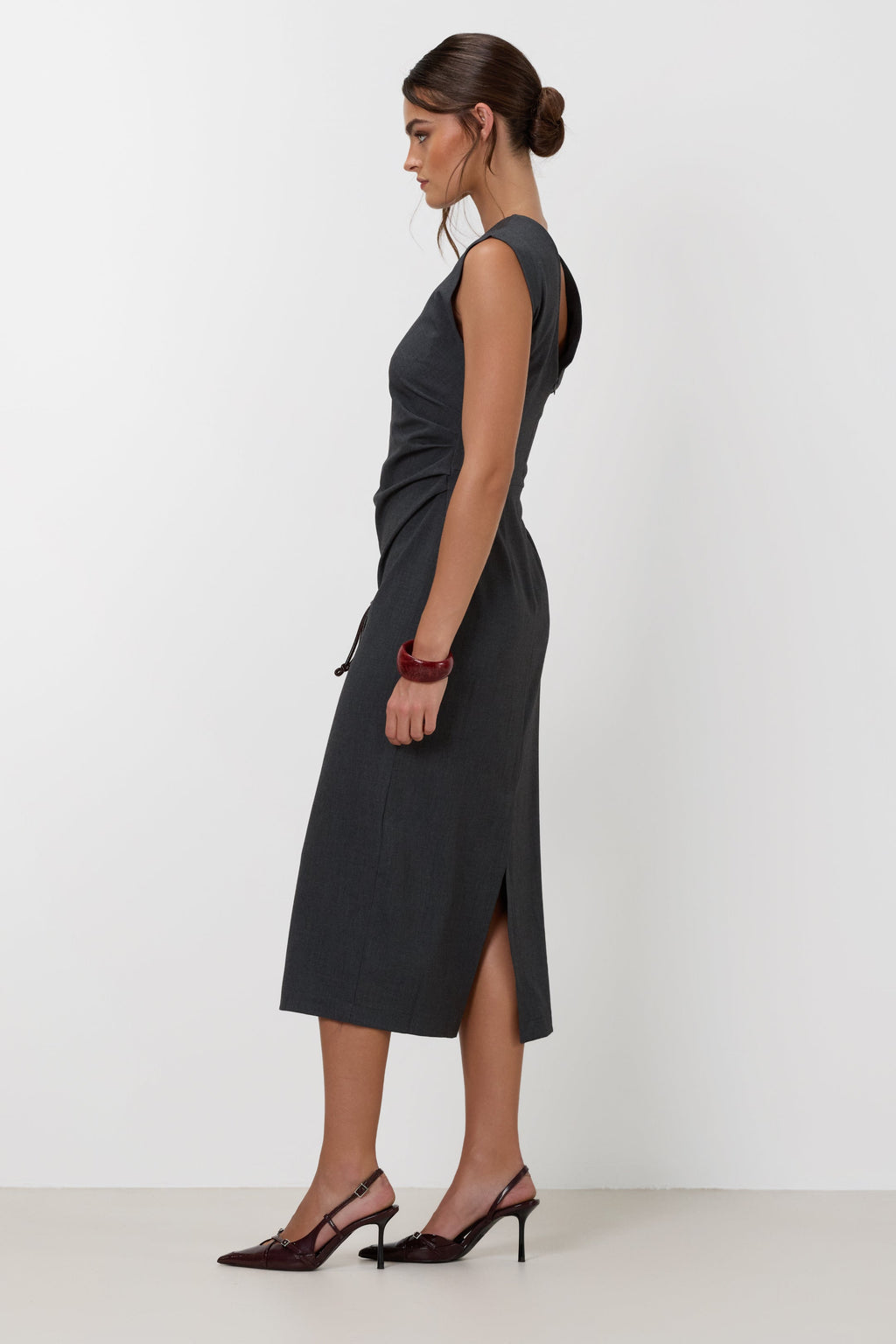 Wilde Ruched Dress | Dark Grey Melange