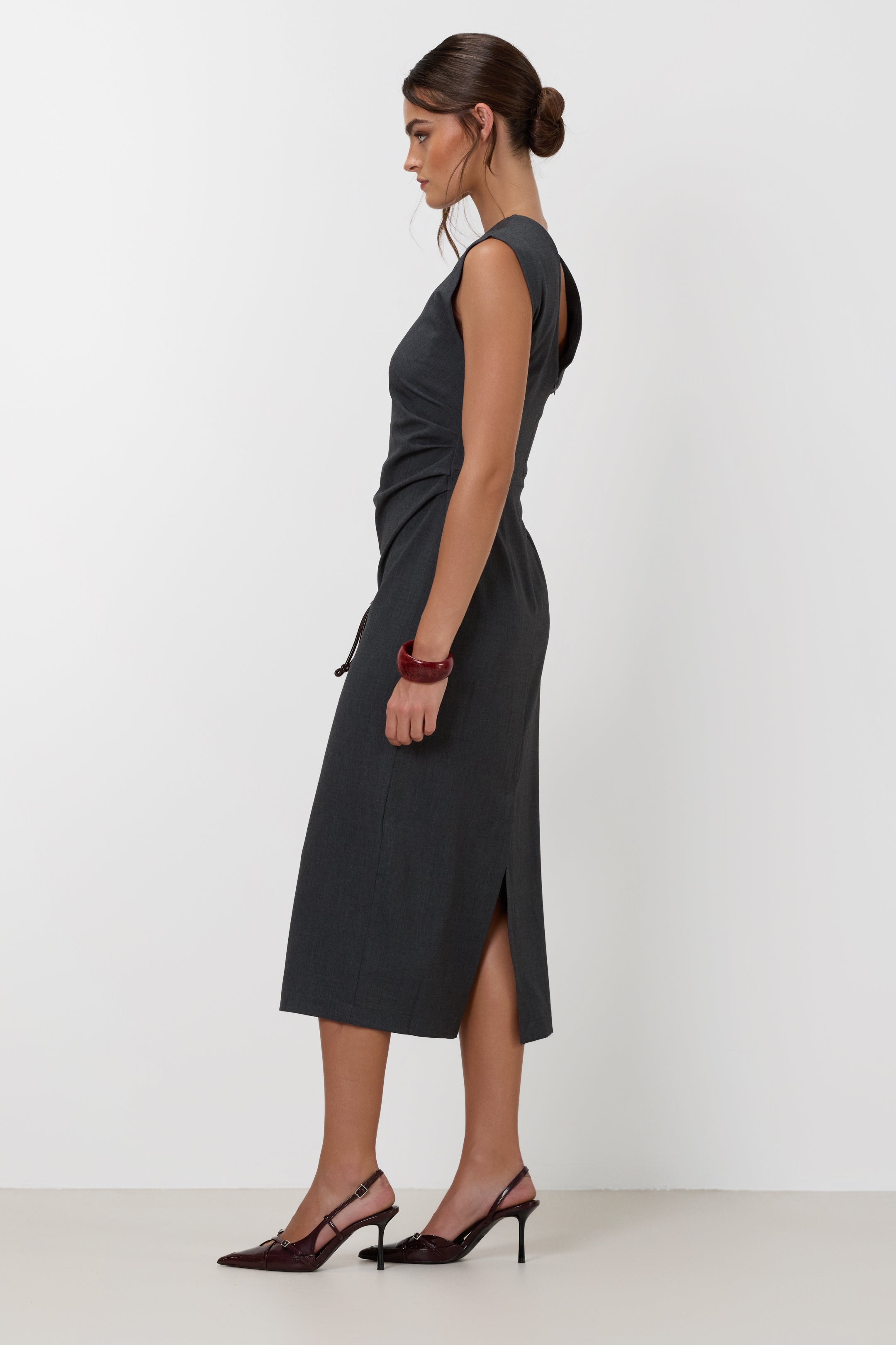Wilde Ruched Dress | Dark Grey Melange