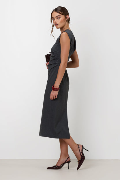 Wilde Ruched Dress | Dark Grey Melange