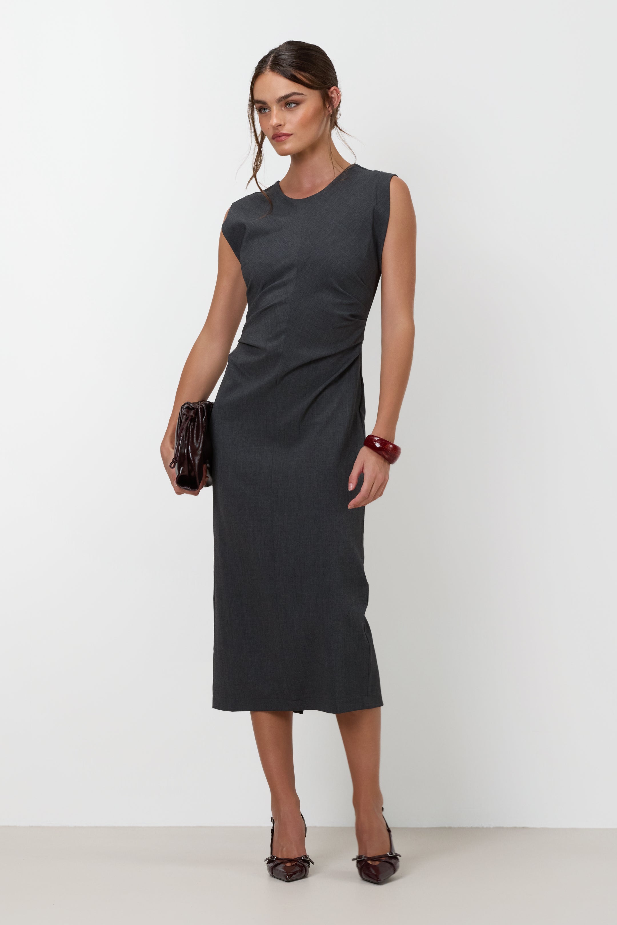 Wilde Ruched Dress | Dark Grey Melange