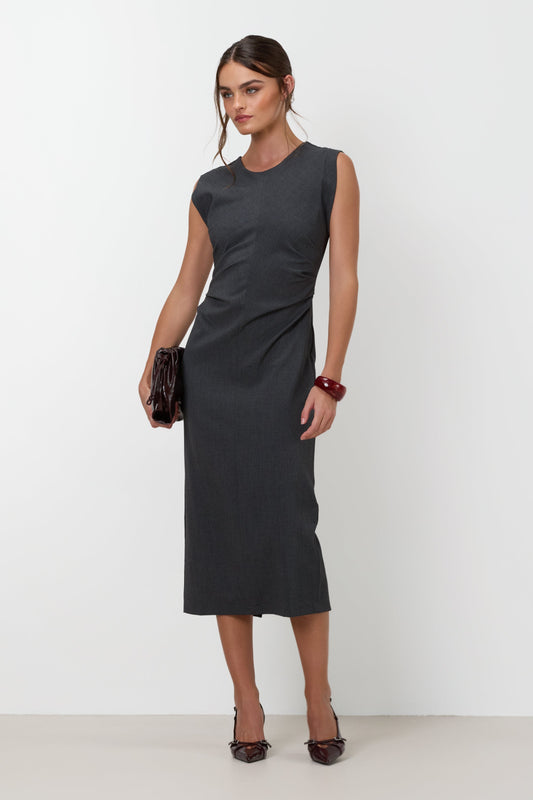 Wilde Ruched Dress | Dark Grey Melange