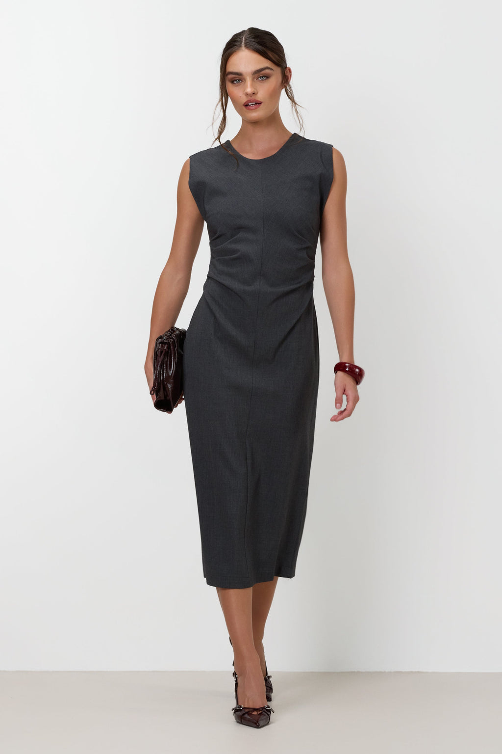 Wilde Ruched Dress | Dark Grey Melange
