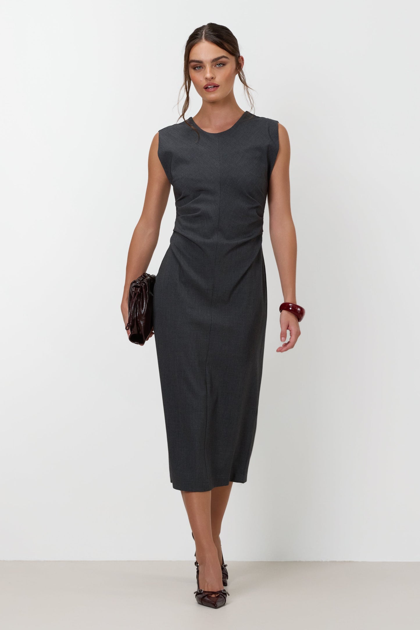 Wilde Ruched Dress | Dark Grey Melange
